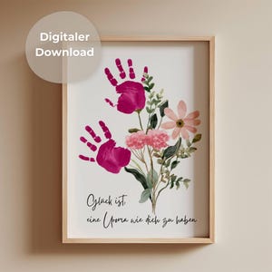 Uroma Geschenk Handabdruck Poster | Glück ist eine Uroma wie dich zu haben | Geschenk Urgroßmutter Geburtstag | DIY Basteln Kinder PDF