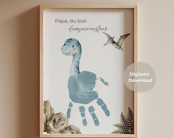 Handprint Dinosaur Gift for Dad, DIY Father's Day Gift, Dad's Birthday Gift, Crafting with Kids, Digital Download PDF