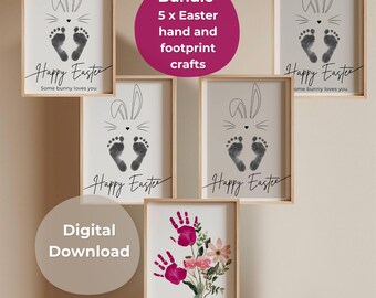 Paasknutselpakket met hand- en voetafdrukken | Set van 5 doe-het-zelf paasknutselprojecten voor kinderen | Cadeau voor baby's, peuters, oma's, opa's en ouders | Digitaal
