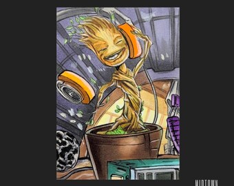 Groot - Marvel - 1/1 Original Artist Sketch Card (Signed)