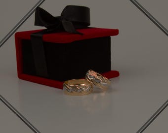 14K Solid Gold Efeu Muster Ehering, Natur inspiriert Blatt Ring, Vintage-Stil Ehering, einzigartige Goldband für Sie oder Ihn