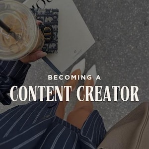 May include: Image featuring a clear iced coffee drink, a patterned wallet, and a magazine with the word "OUR" on the cover. The text "BECOMING A CONTENT CREATOR" is displayed, with "CALM DIGITAL HUB" below.