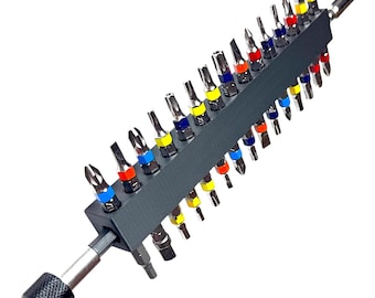 Magnetischer Bit Halter für 30 Bits | 3D-Druck | Wandhalter | inkl. Bohrschablone | Made in Germany