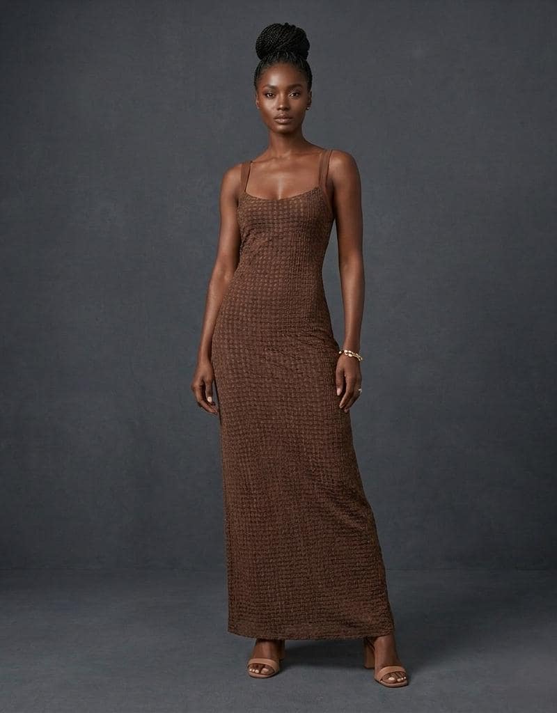 black dress shoes with brown bottom Chocolate Velvet & Satin Color-Block Maxi Dress  VOS LEE