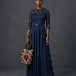 formal dresses with 3/4 sleeves A-Line 3/4 Sleeves Floor Length Mother of The Bride Dresses main image 1