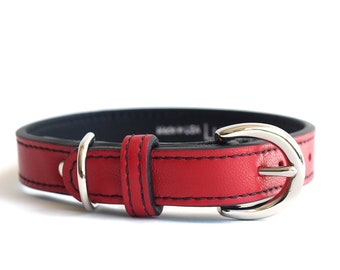 Minimalist Renegade Red Leather Dog Collar
