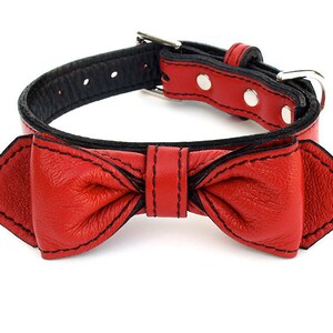 Renegade Red Martini Bowtie Leather Dog Collar image 2