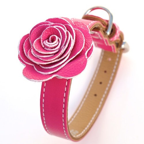 The Flower Child Pink Leather Dog Collar Etsy