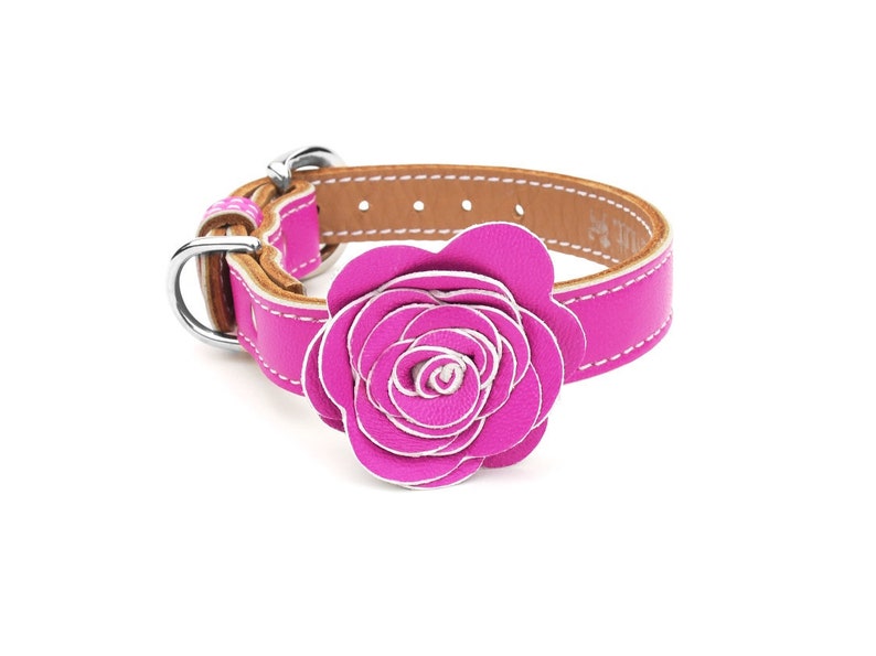 The Flower Child Purple Rain Leather Dog Collar image 1