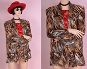 90s Animal Print Blazer Large 1990s Jacket