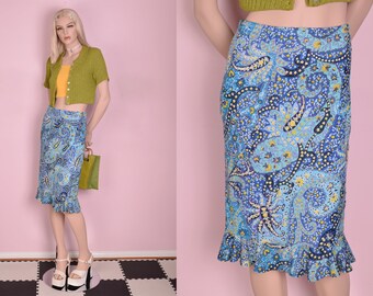 90s Paisley Skirt Chiffon Maxi Skirt Size Large