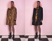 90s Leopard Print and Black Reversible Coat Medium 1990s Jacket