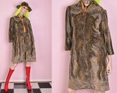 VTG Fuzzy Animal Print Coat Large Jacket Spotted