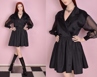 black sheer wrap dress