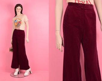 Pantalones anchos de terciopelo vintage de los años 70/ Talla pequeña-mediana/ Años 70