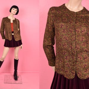 Vintage 90s Paisley Print Lightweight Jacket/ Small/ 1990s