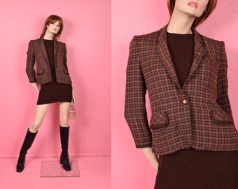 Vintage 70s 80s Houndstooth Blazer/ Small/ 1970s/ 1980s/ Jacket