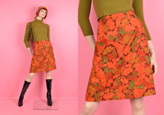 50s 60s Printed Skirt/ Medium/ 1950s/ 1960s - image 1