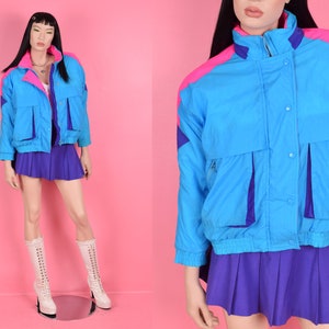 90s Color Block Puffy Jacket/ Small/ 1990s image 1