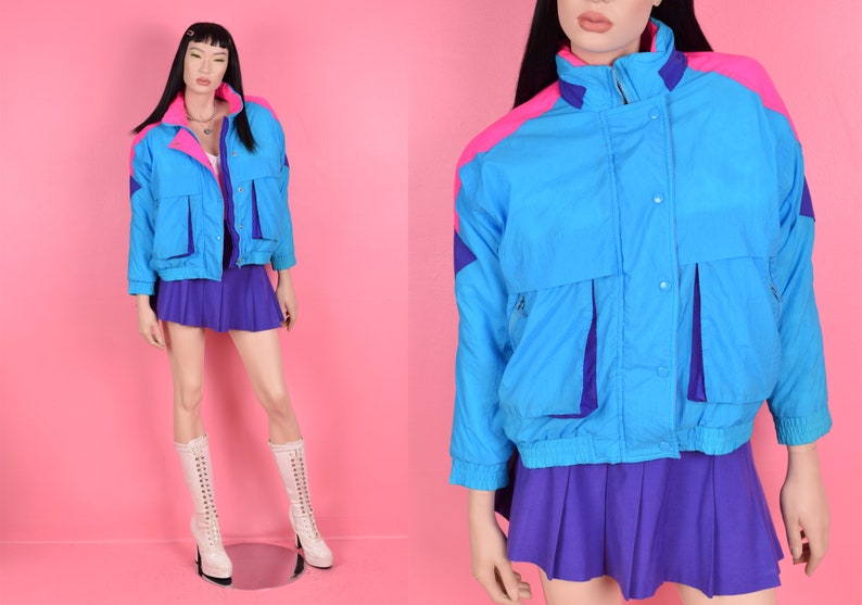 90s Color Block Puffy Jacket/ Small/ 1990s image 1