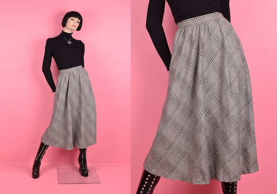 80s Plaid Skirt/ XXS/ 1980s - image 1
