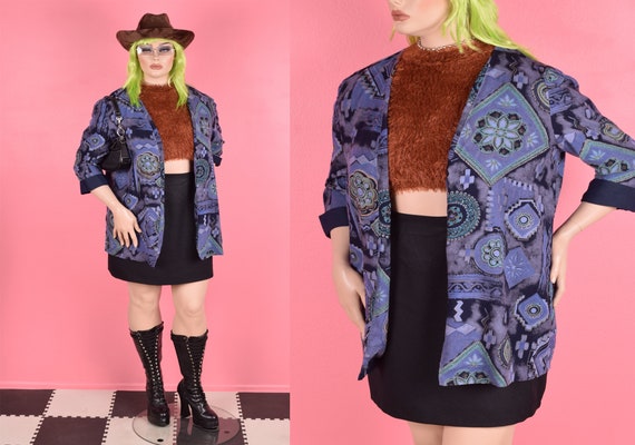 Vintage 90s Multi Pattern Lightweight Jacket/ US … - image 1