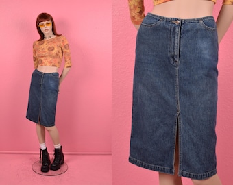 Vintage 90s Denim Midi Skirt/ US 5/ 1990s