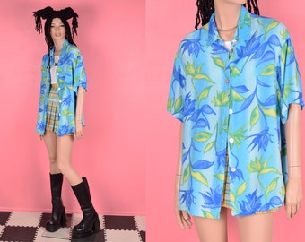 Top vintage con estampado floral de los 90/Mediano/Años 90/Manga corta