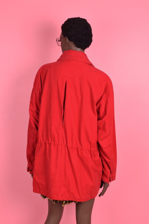 Vintage 90s Red Drawstring Waist Jacket/ Medium/ … - image 2