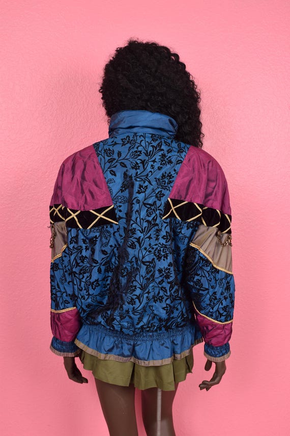 Vintage 80s Multi Pattern Patchwork Jacket/ Large… - image 3