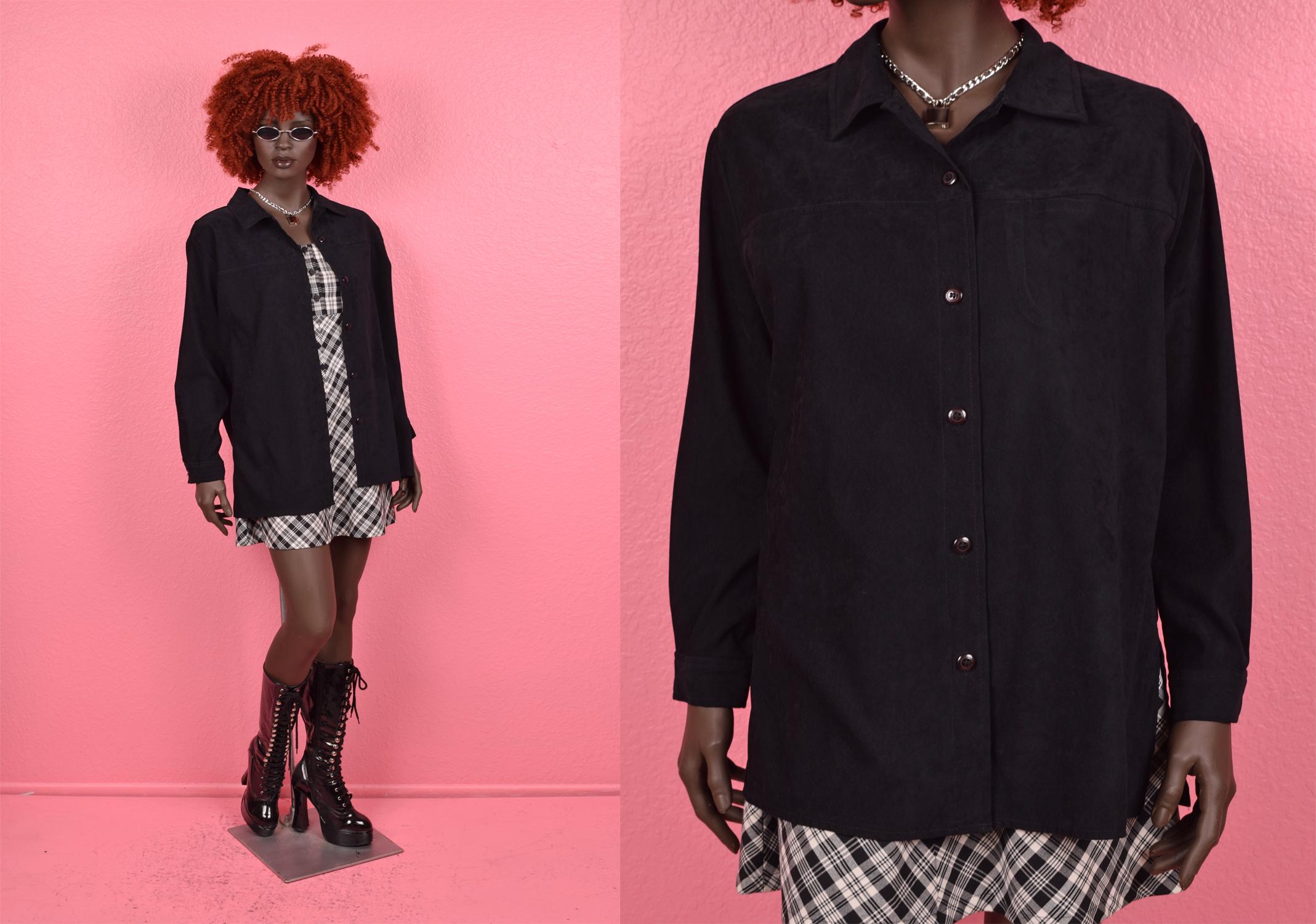 90s Black Faux Suede Lightweight Jacket/ Large/ 1990s - Etsy