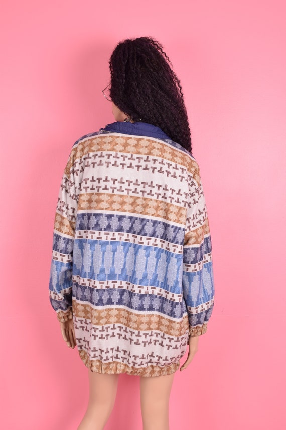 Vintage 80s Reversible Striped and Solid Jacket/ … - image 3