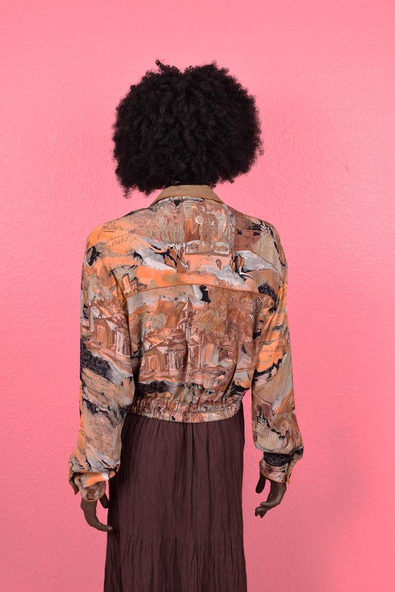 Vintage 80s Multi Pattern Lightweight Jacket/ Med… - image 2
