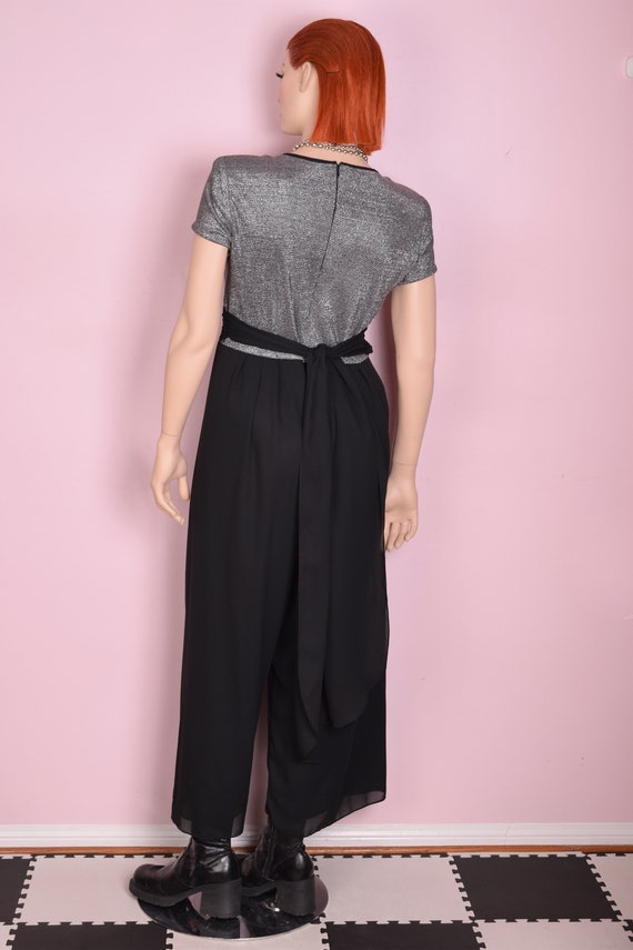 90s Deadstock Black and Silver Jumpsuit/ US 12/ 1… - image 2