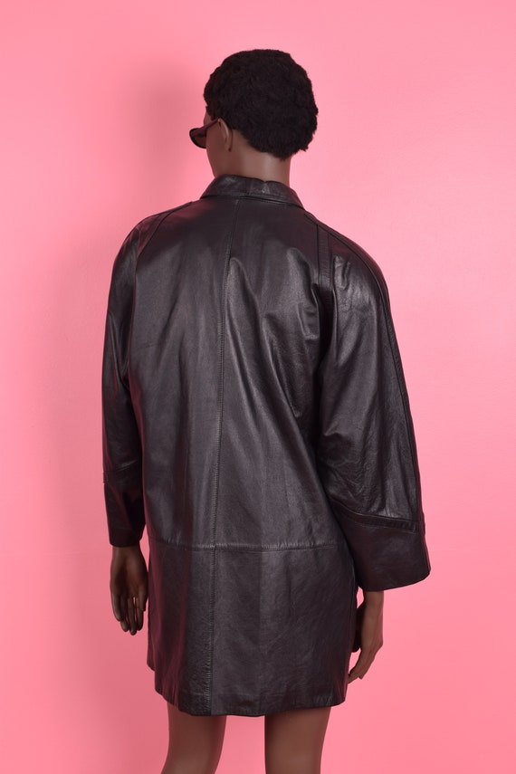80s Black Leather Coat/ Small/ 1980s/ Jacket - image 2