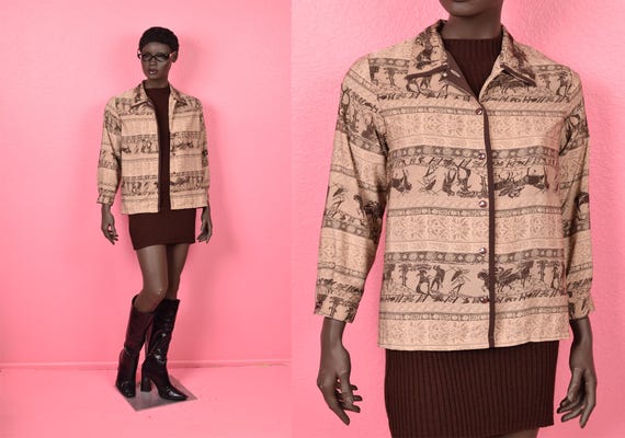 Vintage 90s Multi Pattern Striped Lightweight Jac… - image 1