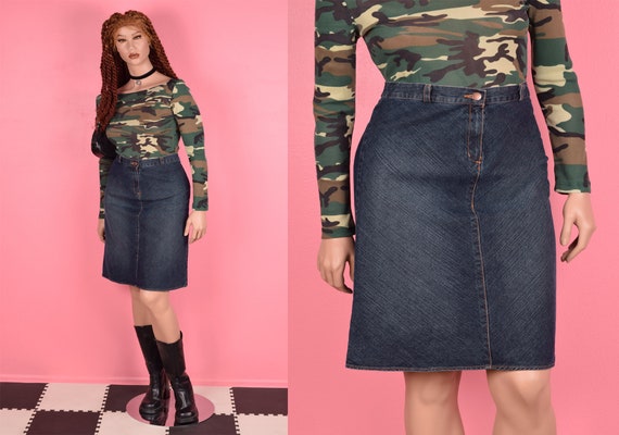 90s Mid Rise Denim Skirt Medium 1990s
