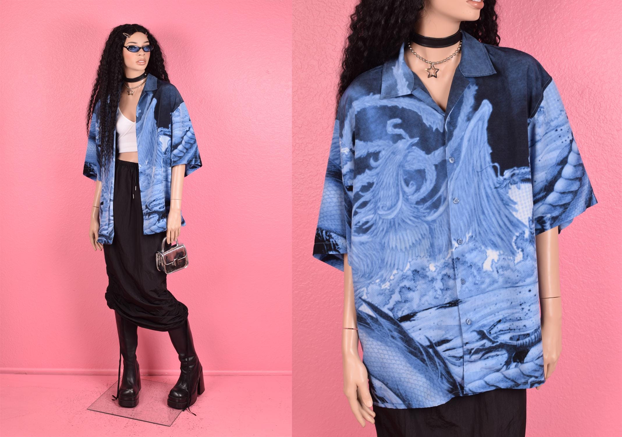 90s 00s Dragon Graphic All Over Print Top/ Gender-neutral XL 90s 00s Dragon Graphic All Over Print Top/ Gender-neutral XL