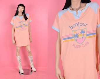 Vintage 80s Graphic Sleep Tee/ Large/ 1980s