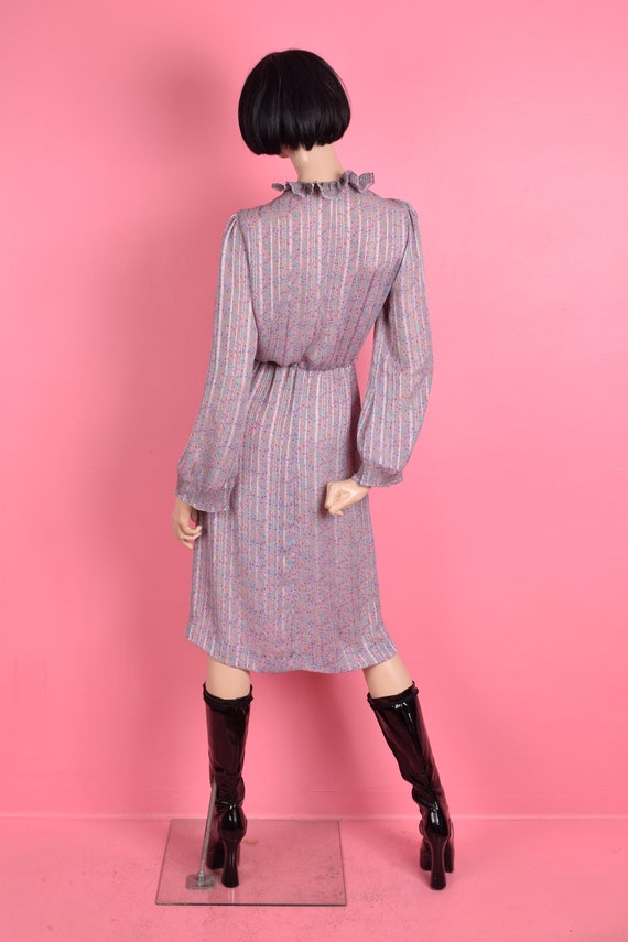 70s Striped Floral Print Dress/ Medium-Large/ 197… - image 2