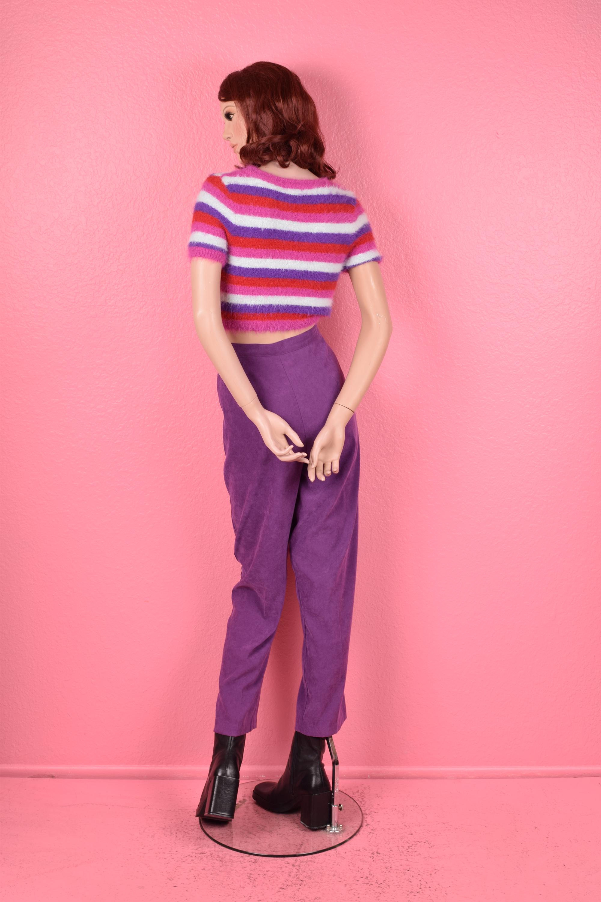 Vintage 90s Purple Faux Suede High Waisted Pants/ US 8