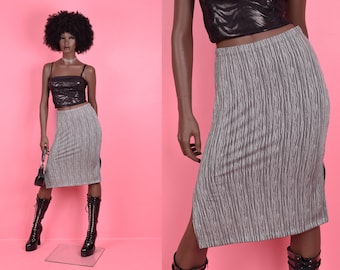 Vintage 90s Striped Skirt/ Medium/ 1990s
