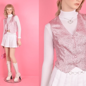 Vintage VTG roze lurexhemd/ klein/ vintage