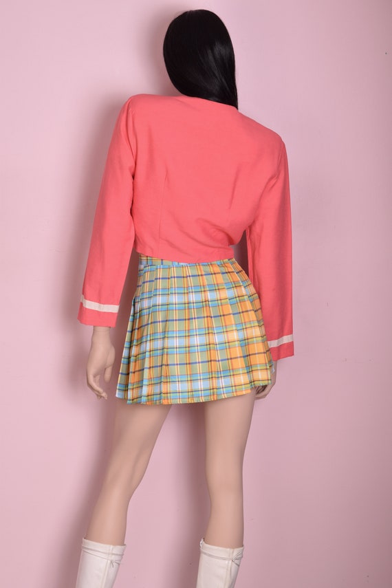 80s Coral and White Cropped Lightweight Jacket/ U… - image 2