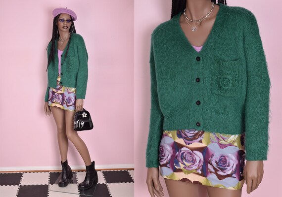 90s Mohair Blend Cardigan Oversized Sweater/ Mediu