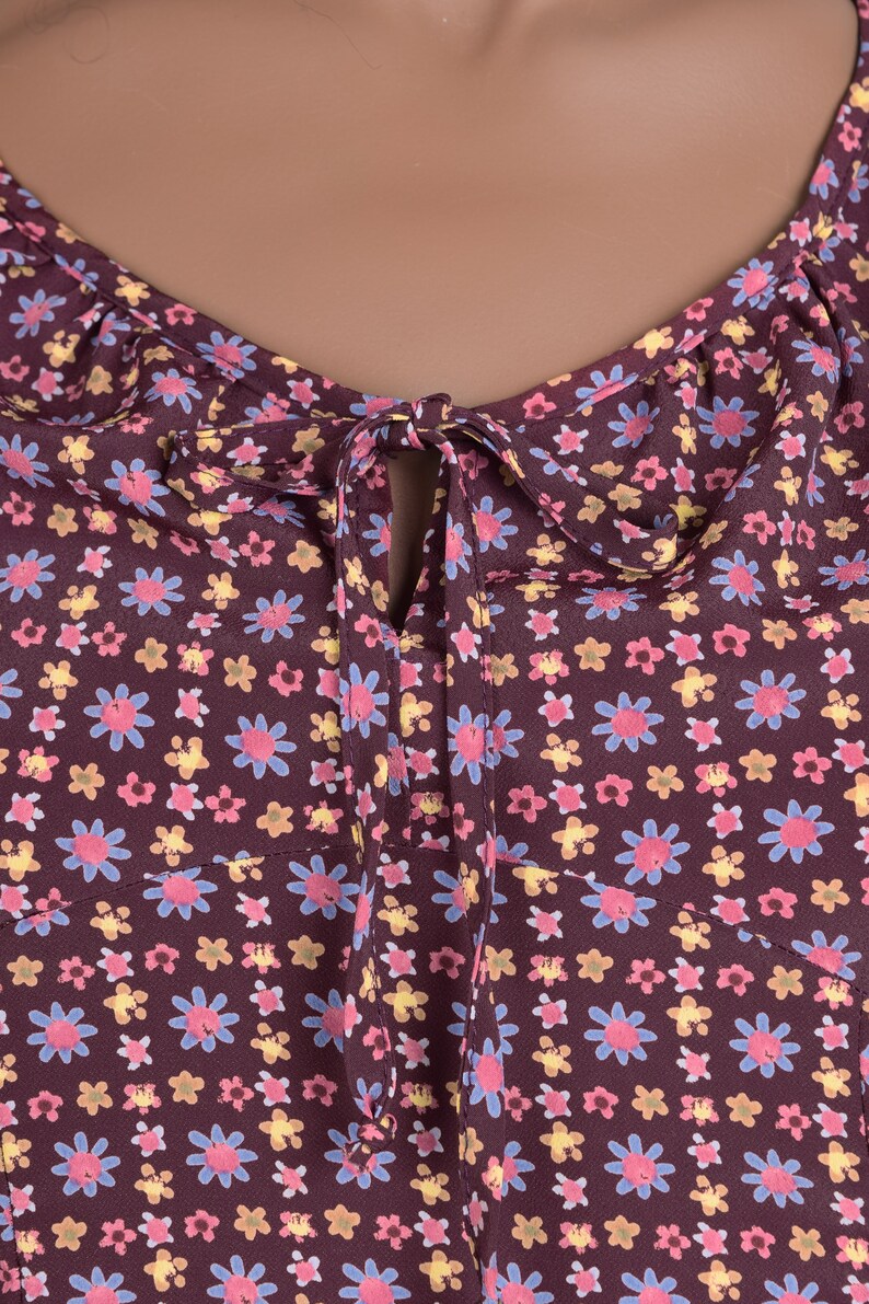 90s Floral Print Mini Dress Large 1990s Short Sleeve