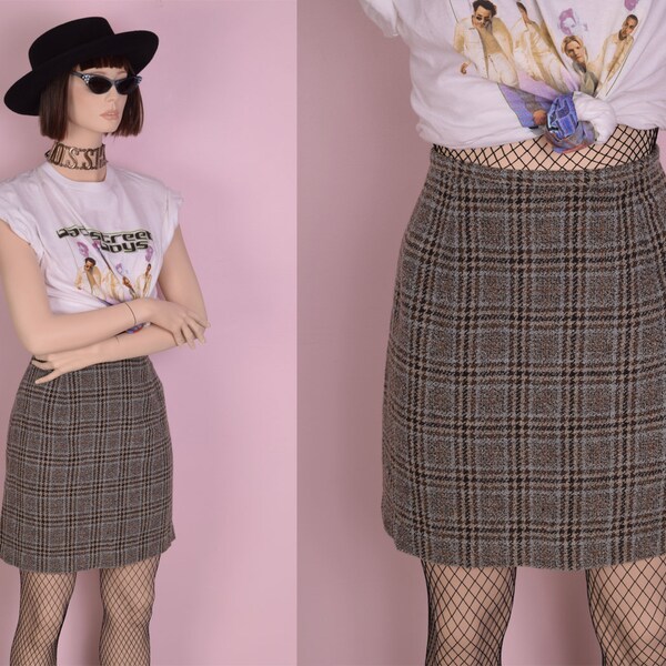 90s Plaid Skirt/ US 6/ 1990s