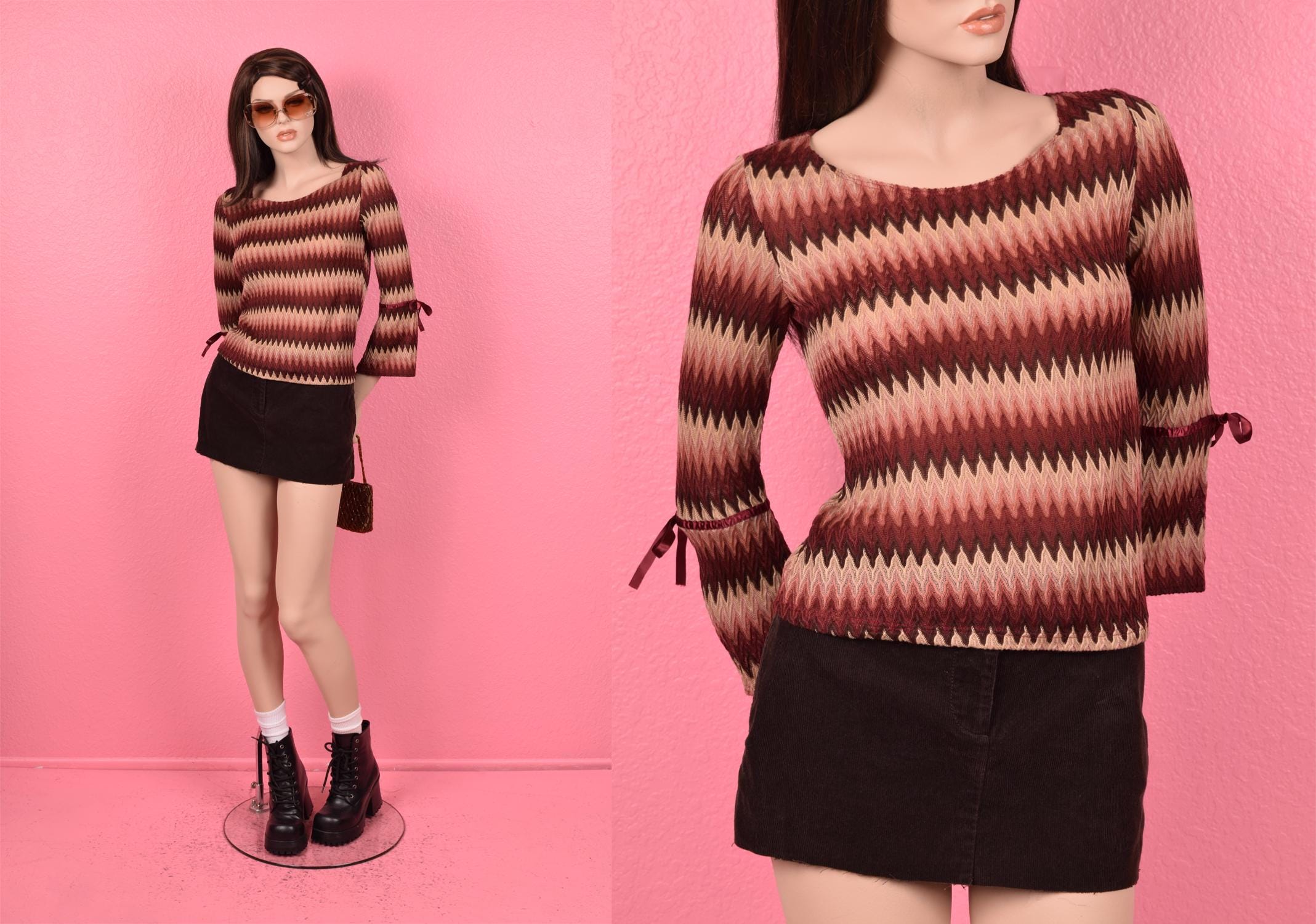Vintage 90s 00s Chevron Knit Top/ Small/ 1990s/ 2000s - Etsy
