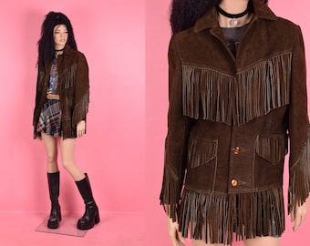 brown vintage フリンジジャケット 1960年代 ブラウン スエード フリンジ ジャケット - Etsy 日本