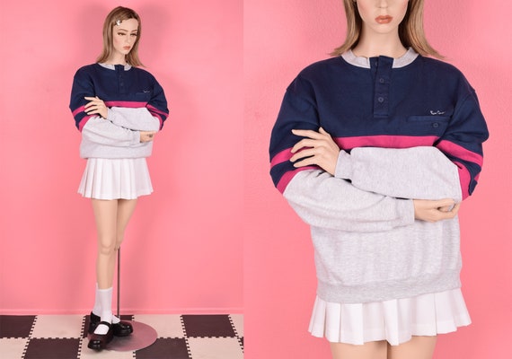 80s Striped Sweatshirt/ Unisex Medium/ 1980s - image 1